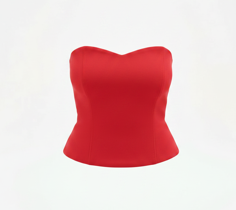 Top a Bustier Con Scollo a Cuore Fluido