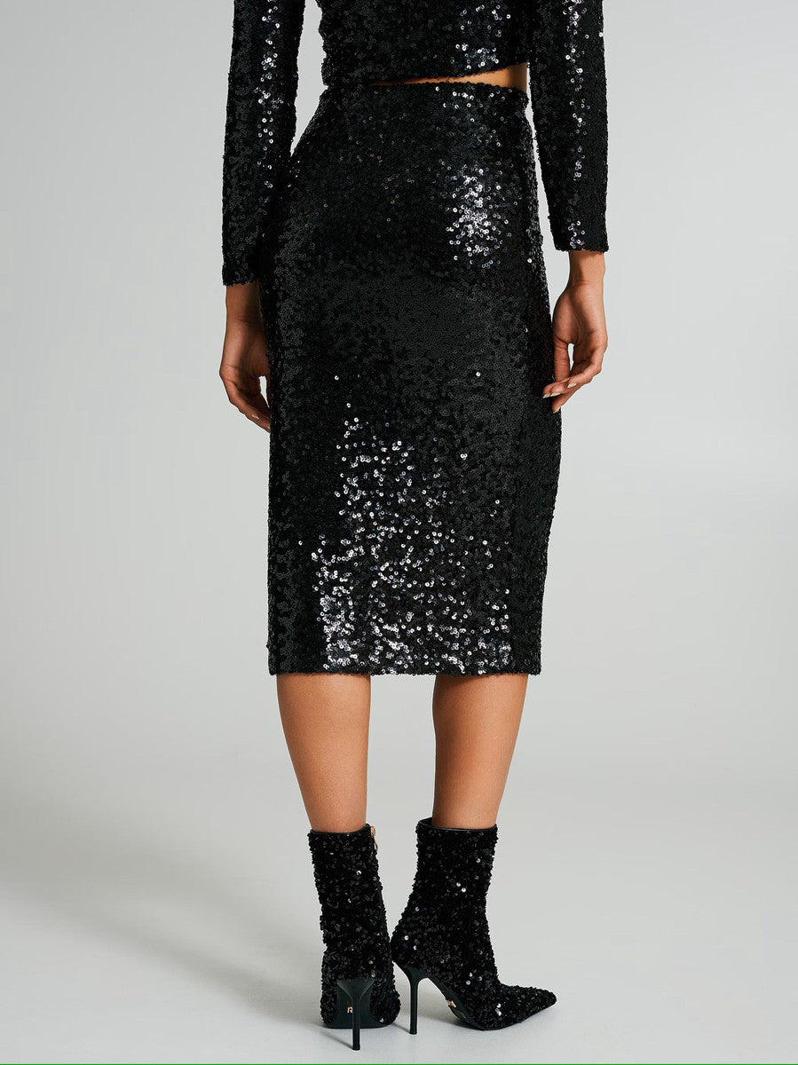 Longuette con Spacco in Paillettes