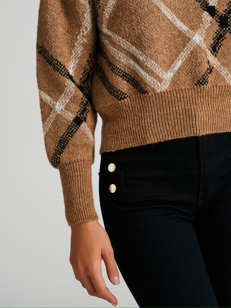 Maglione Girocollo con Maniche a Sbuffo
