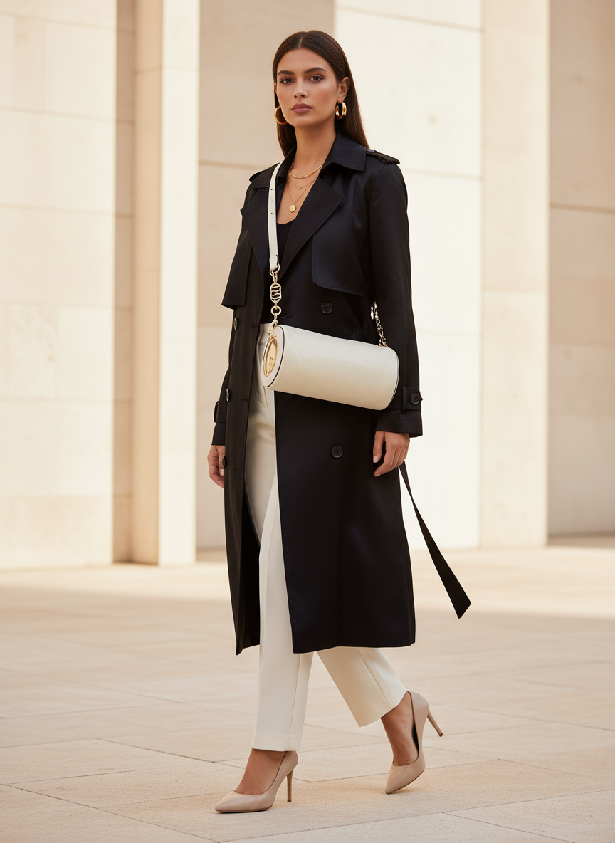 Borsa Cilindro Effetto Invecchiato con Tracolle Intercambiabili