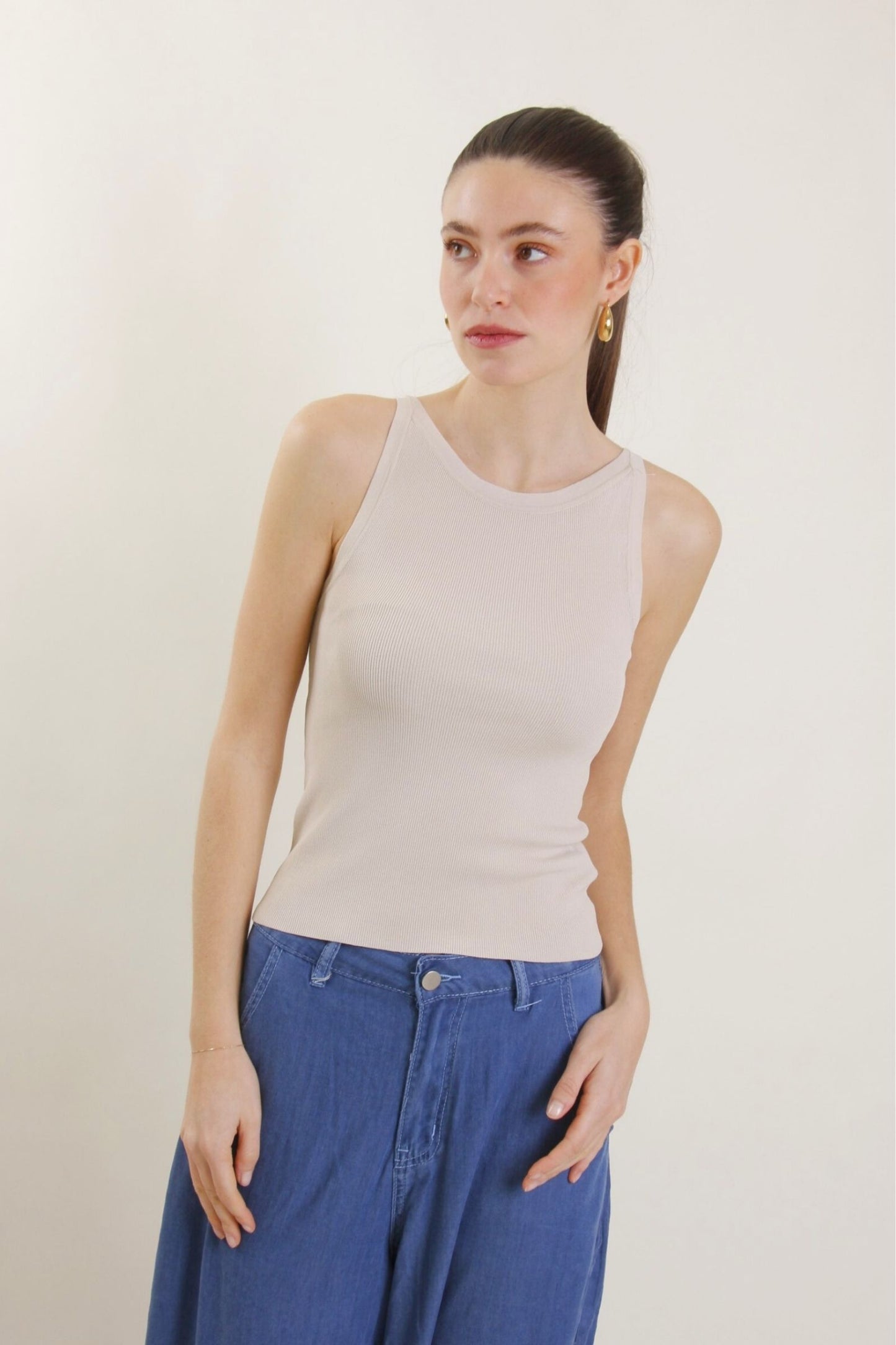 Top in tessuto a Costine