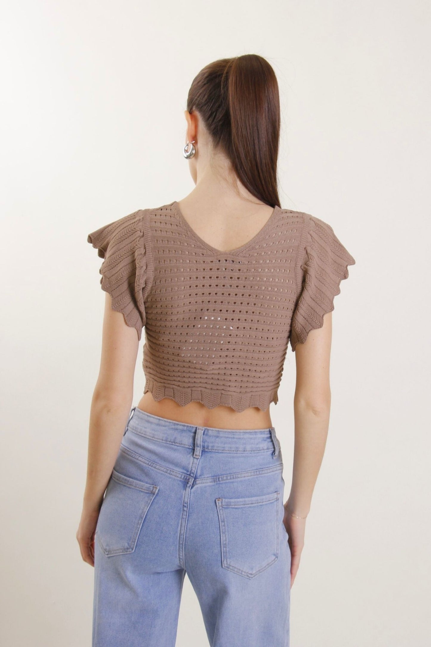 Maglia Traforata con maniche Volant