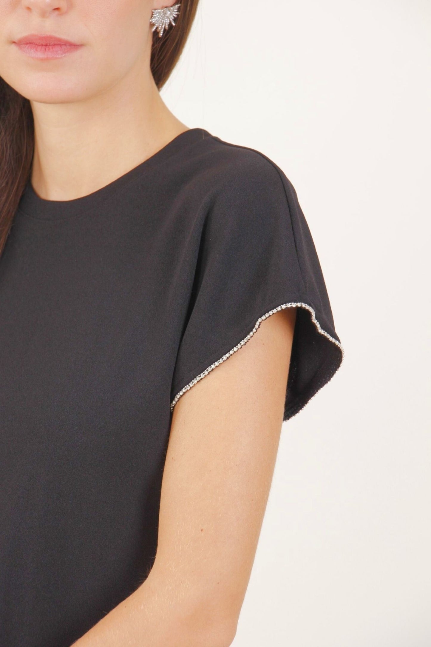 Maglia maniche ad Aletta Con Strass