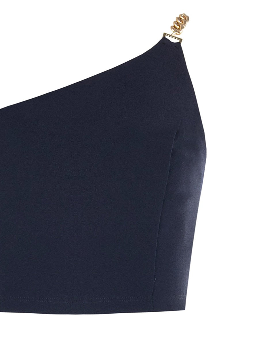 Crop Top in Scuba Crepe con Spallina Catena