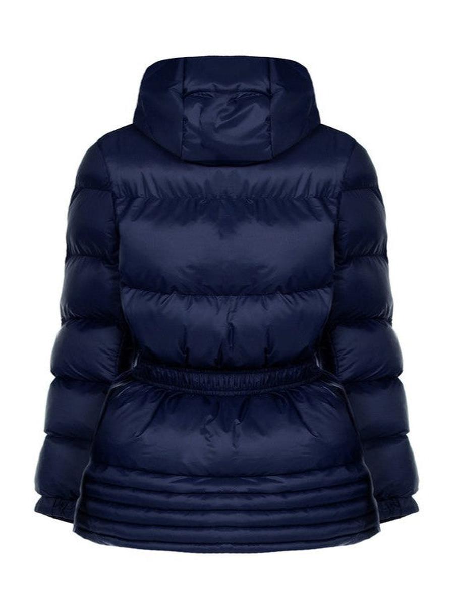 Piumino Corto con Cappuccio e Cintura Elastica
