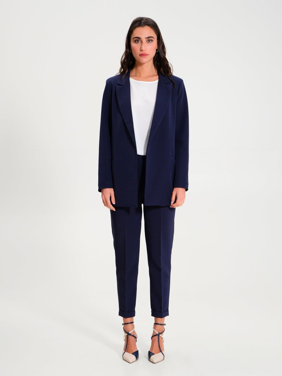 Giacca Lunga Aperta in Tessuto Tecnico