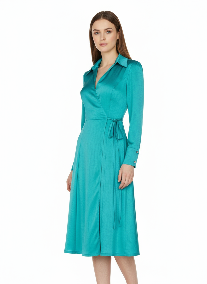 Abito Chemisier a Portafoglio in Raso