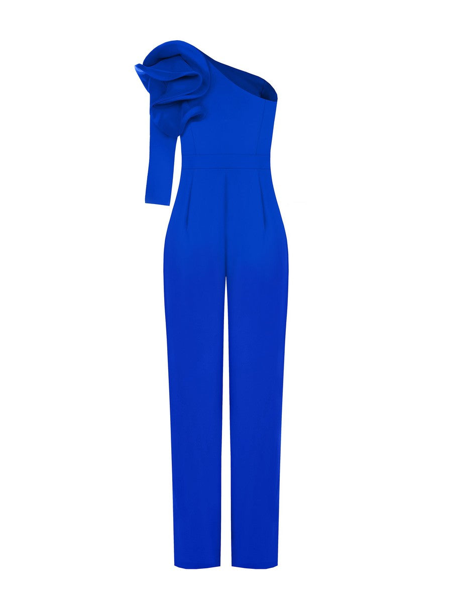 Tuta Intera Palazzo Fluida con Manica a Volant Strutturati