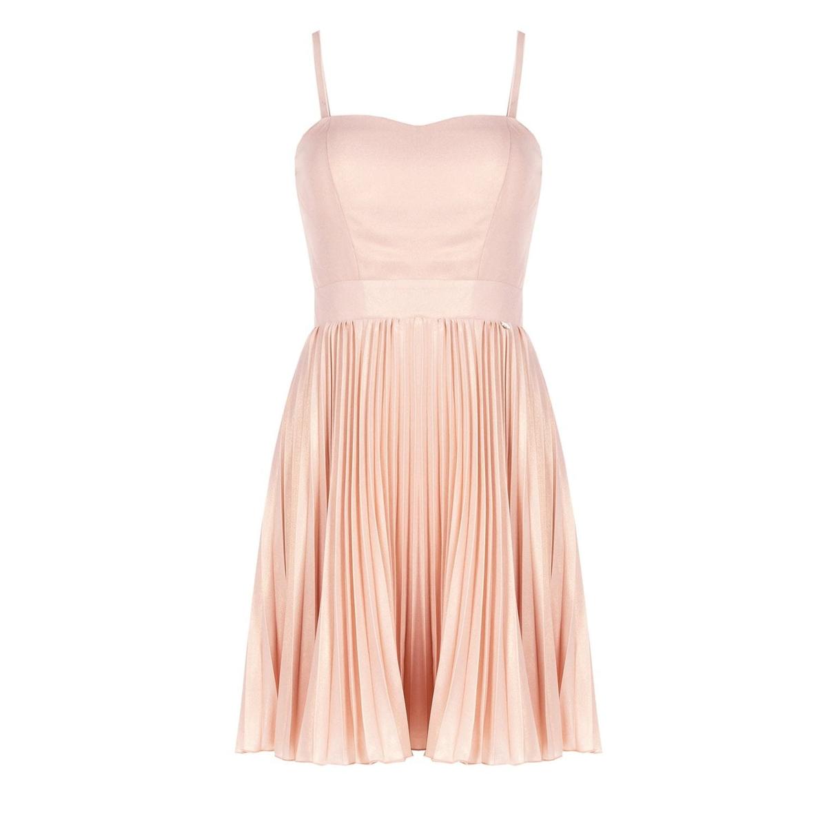 Abito Corto Prom in Tessuto Placcato Plissè