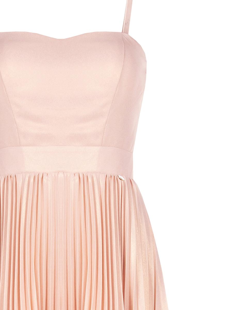 Abito Corto Prom in Tessuto Placcato Plissè