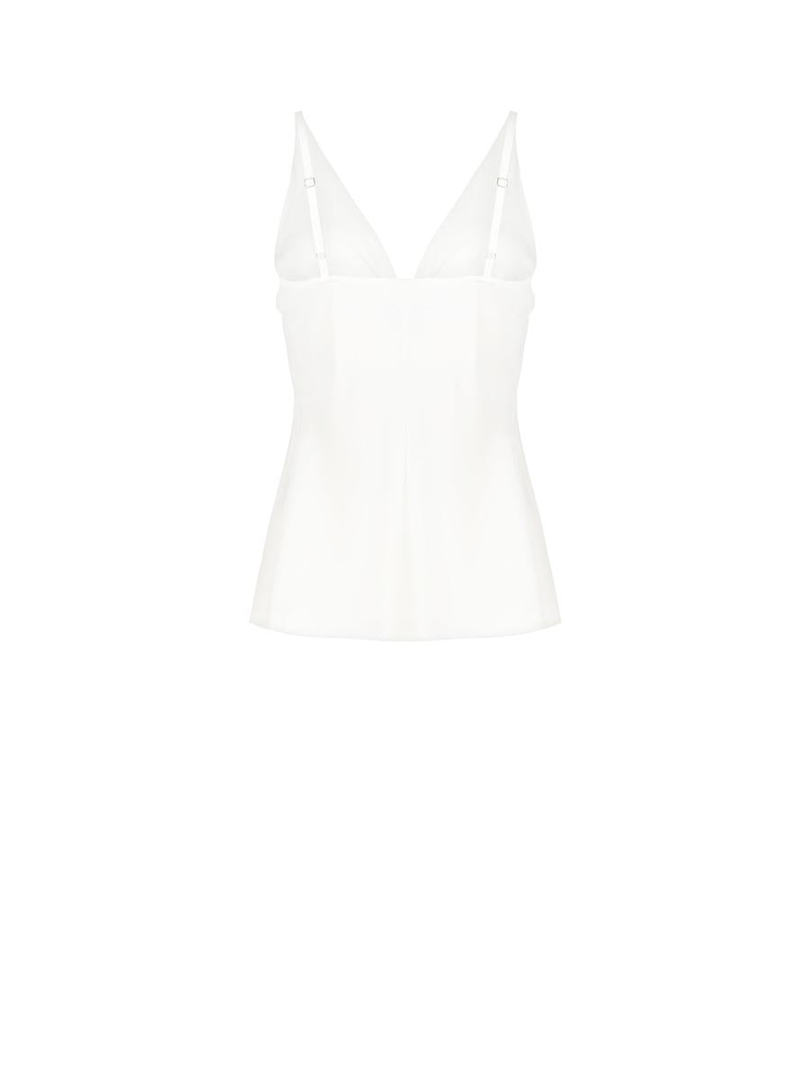 Top Sfiancato in Raso Scollato con Coppe e Spilla Gioiello