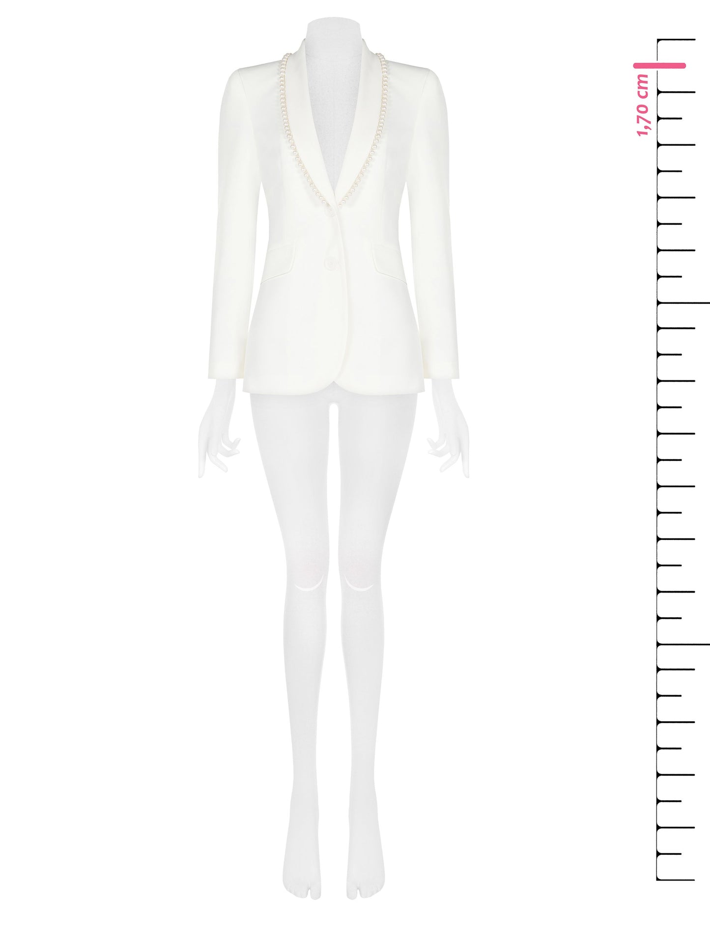 Giacca Blazer Sfiancata in Tessuto Tecnico con Perle su Revers