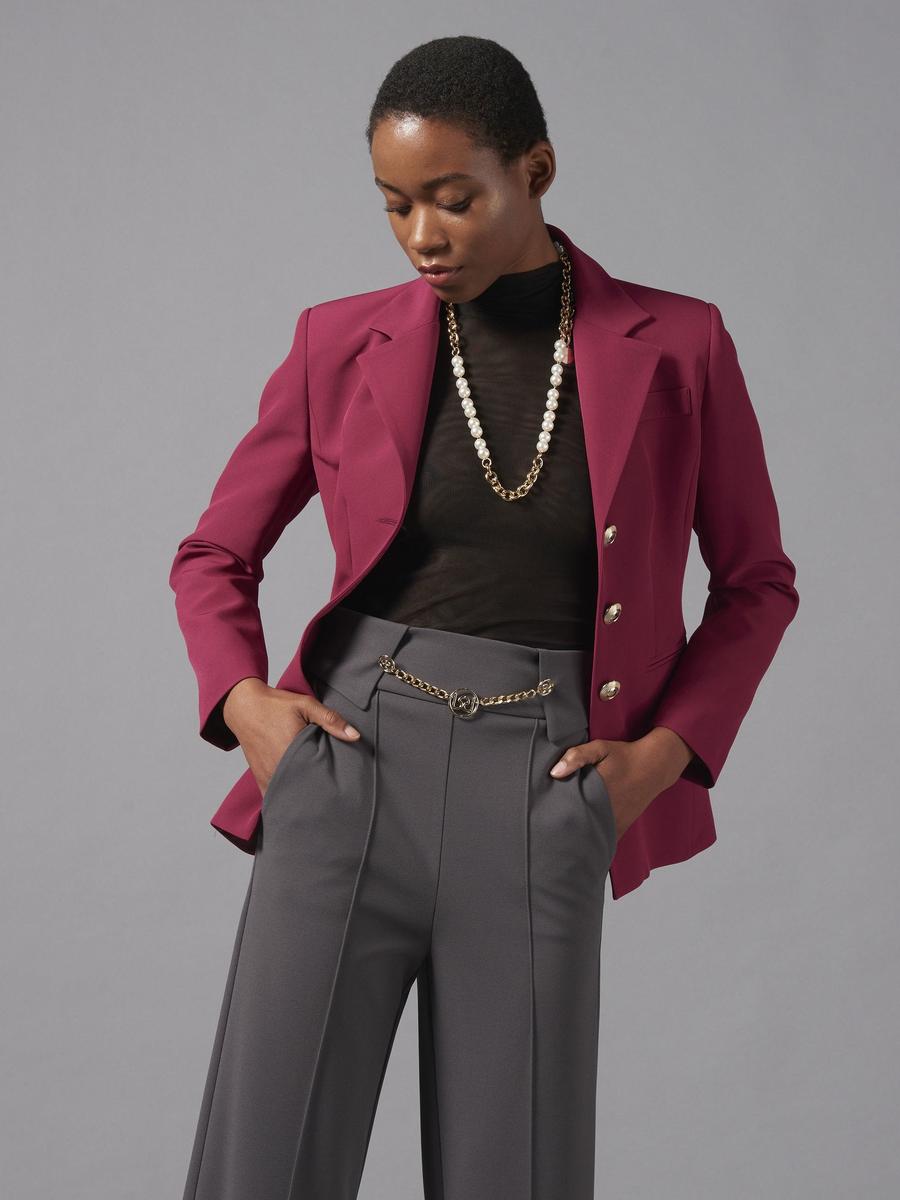 Giacca Blazer Taglio Lungo in Tessuto Tecnico