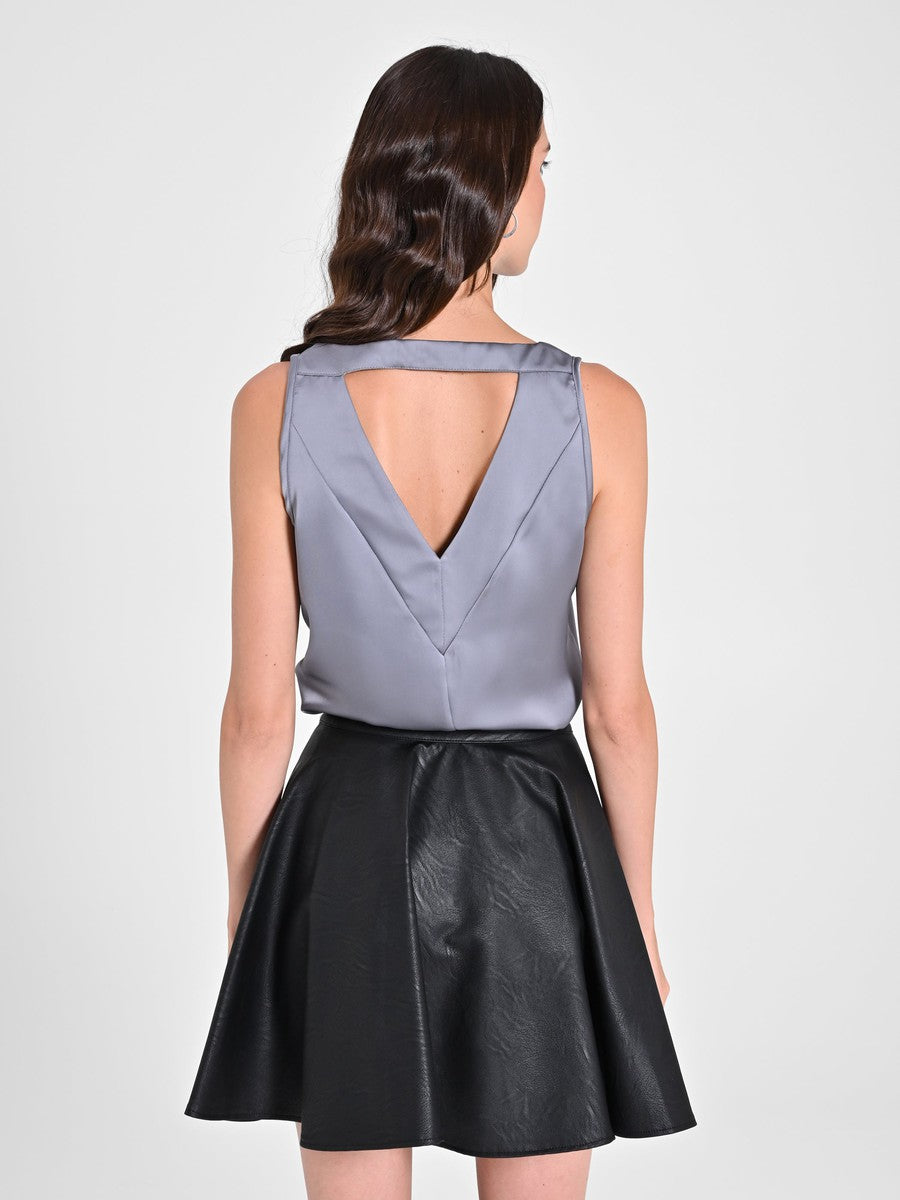 Top Doppio Scollo in Raso