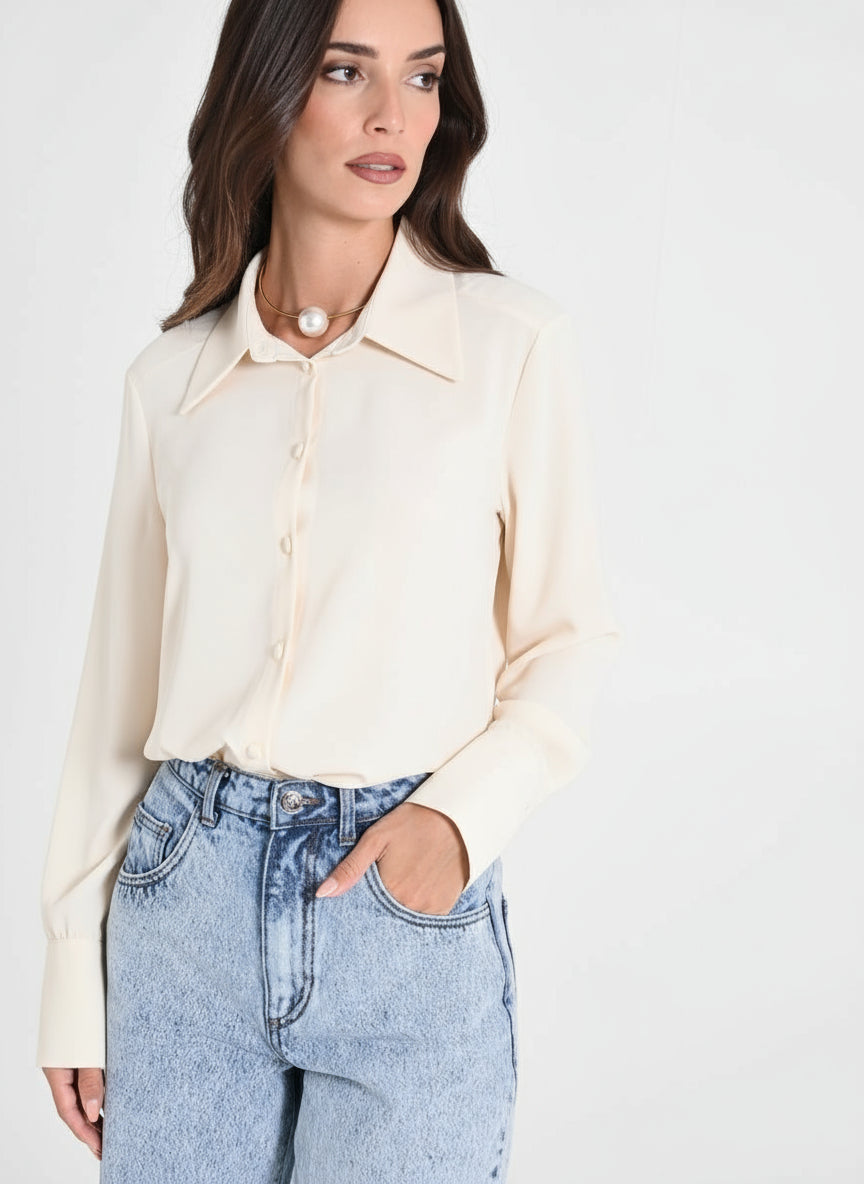 Camicia con Bottoni Ricoperti