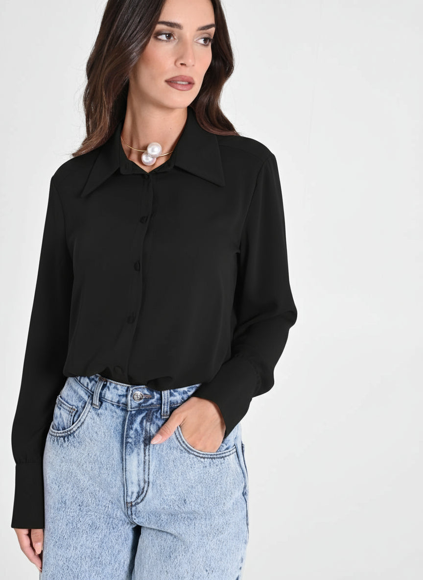 Camicia con Bottoni Ricoperti