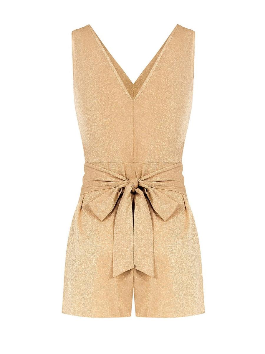 Tuta Corta in Lurex con Doppio Scollo a V