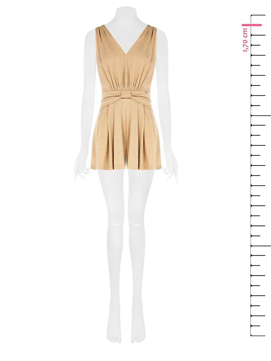 Tuta Corta in Lurex con Doppio Scollo a V
