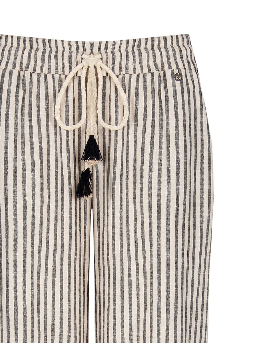 Pantaloni Palazzo in Misto Lino con Elastico e Tasche Rinascimento