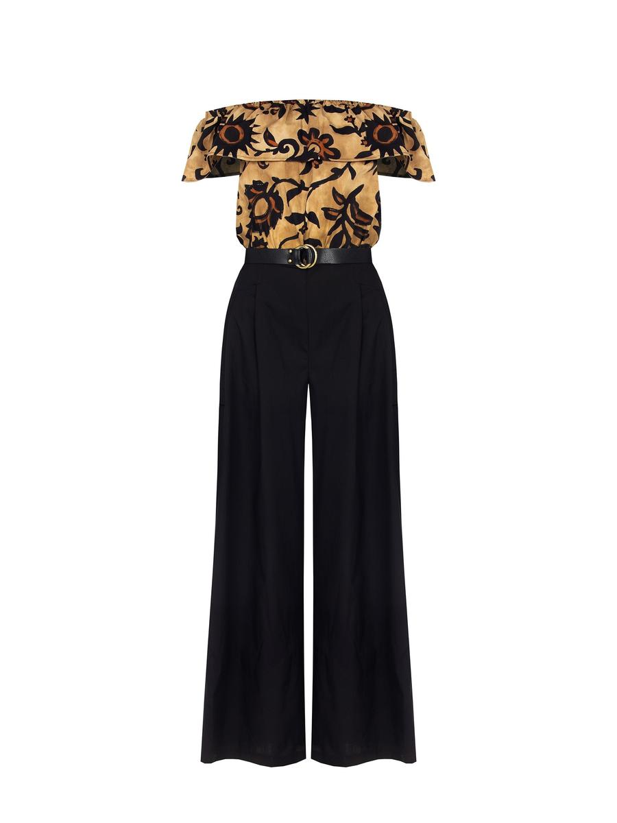 Tuta Palazzo Cargo in Cotone con Cintura