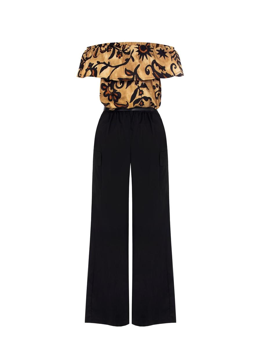 Tuta Palazzo Cargo in Cotone con Cintura