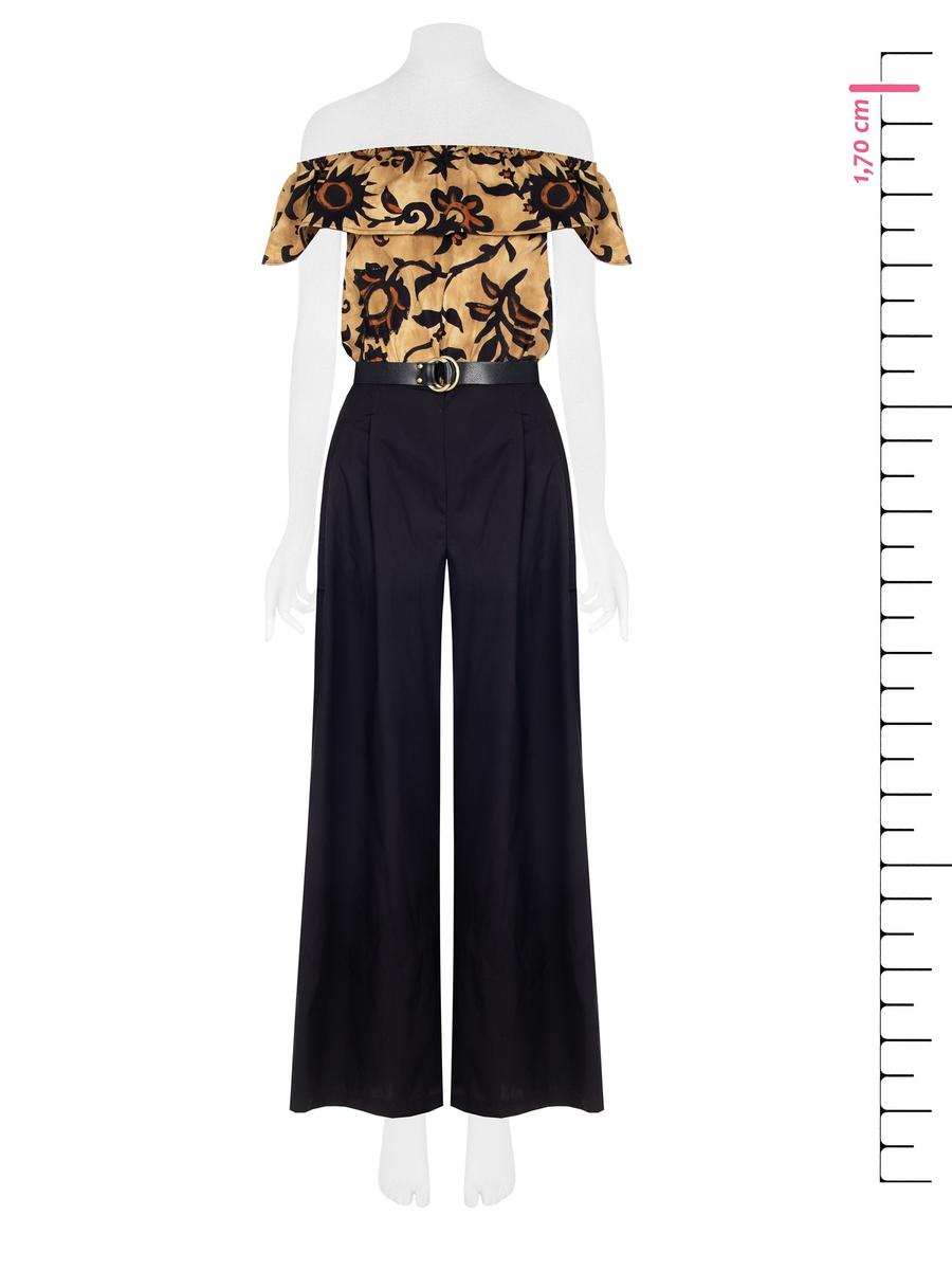 Tuta Palazzo Cargo in Cotone con Cintura