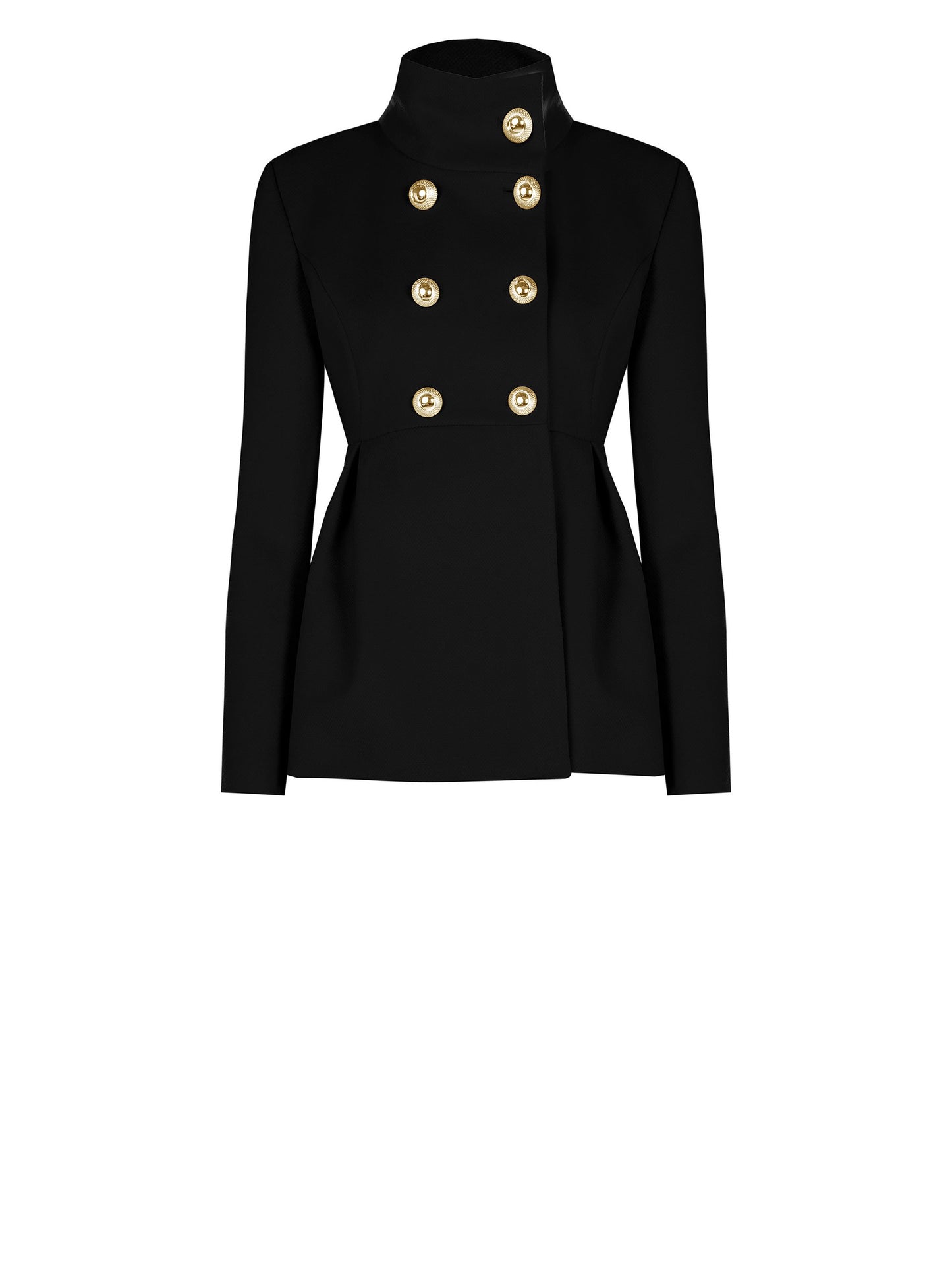 Cappotto Corto Svasato in Velour con Bottoni Oro