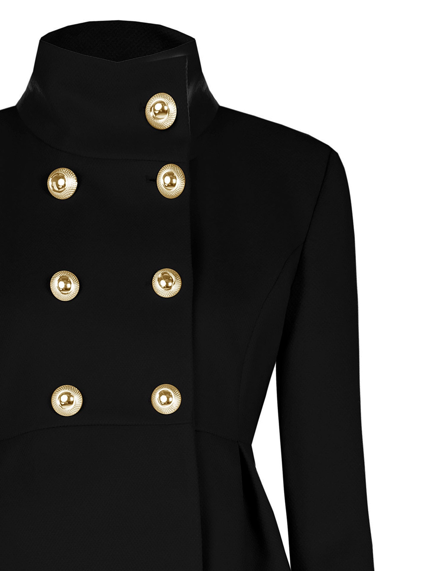 Cappotto Corto Svasato in Velour con Bottoni Oro