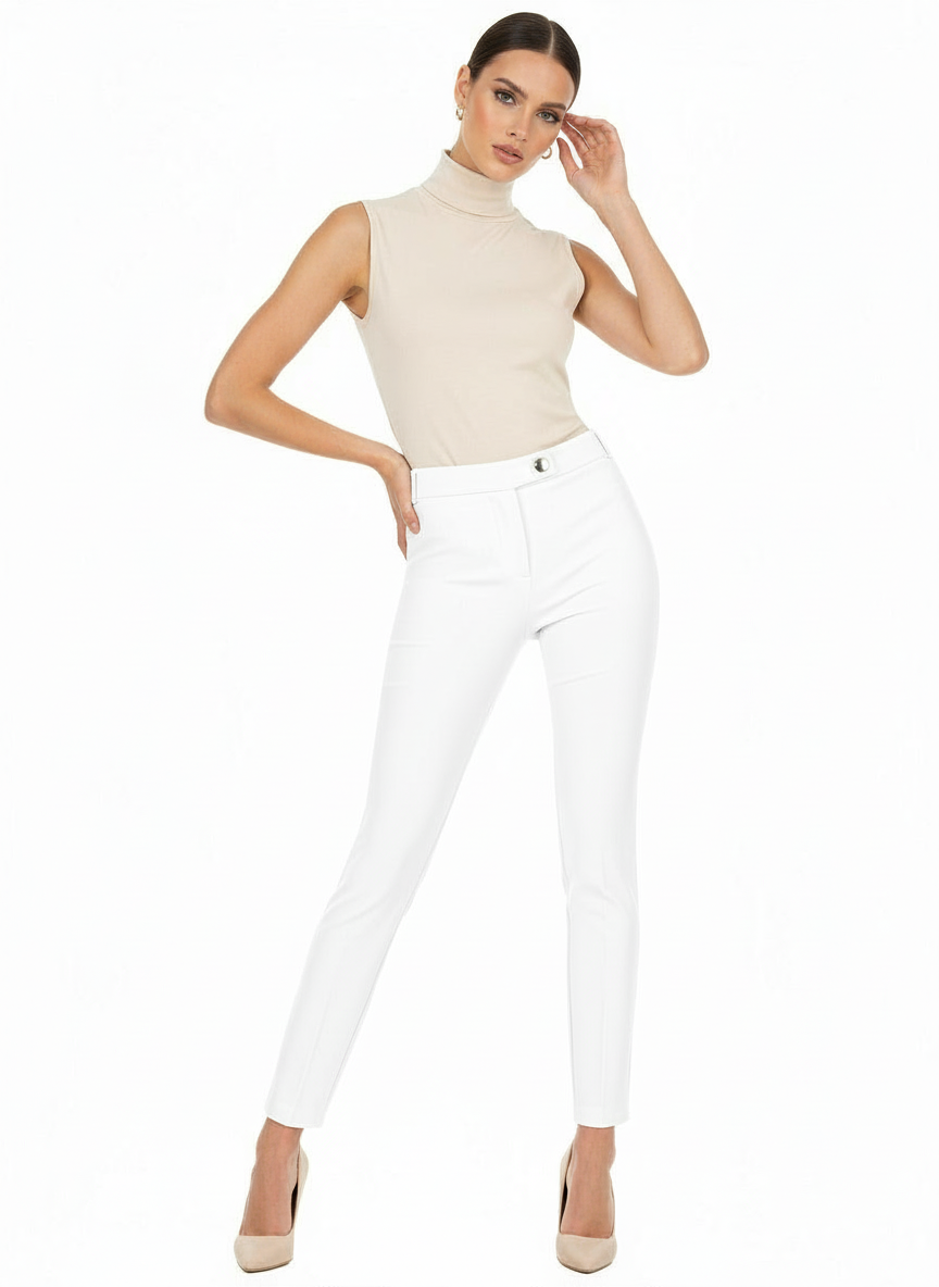 Pantaloni Aderenti Cropped in Scuba Crepe