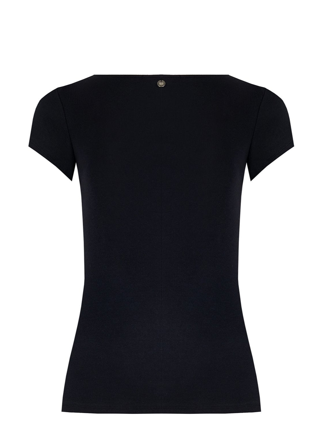 Top Aderente a Coste in Misto Cotone con Bottoni Strass