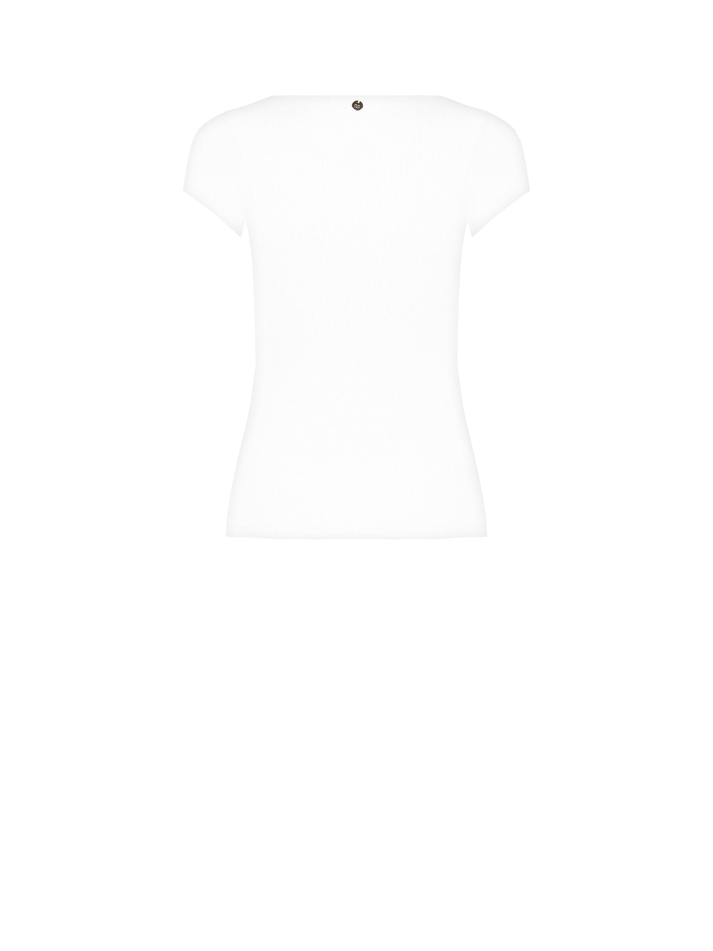 Top Aderente a Coste in Misto Cotone con Bottoni Strass