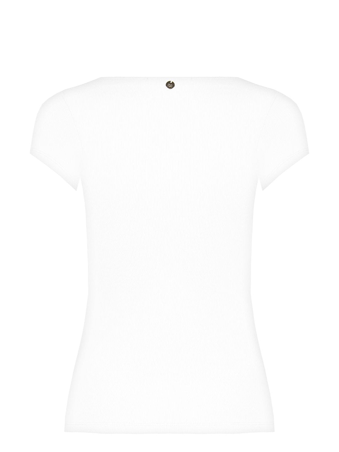 Top Aderente a Coste in Misto Cotone con Bottoni Strass