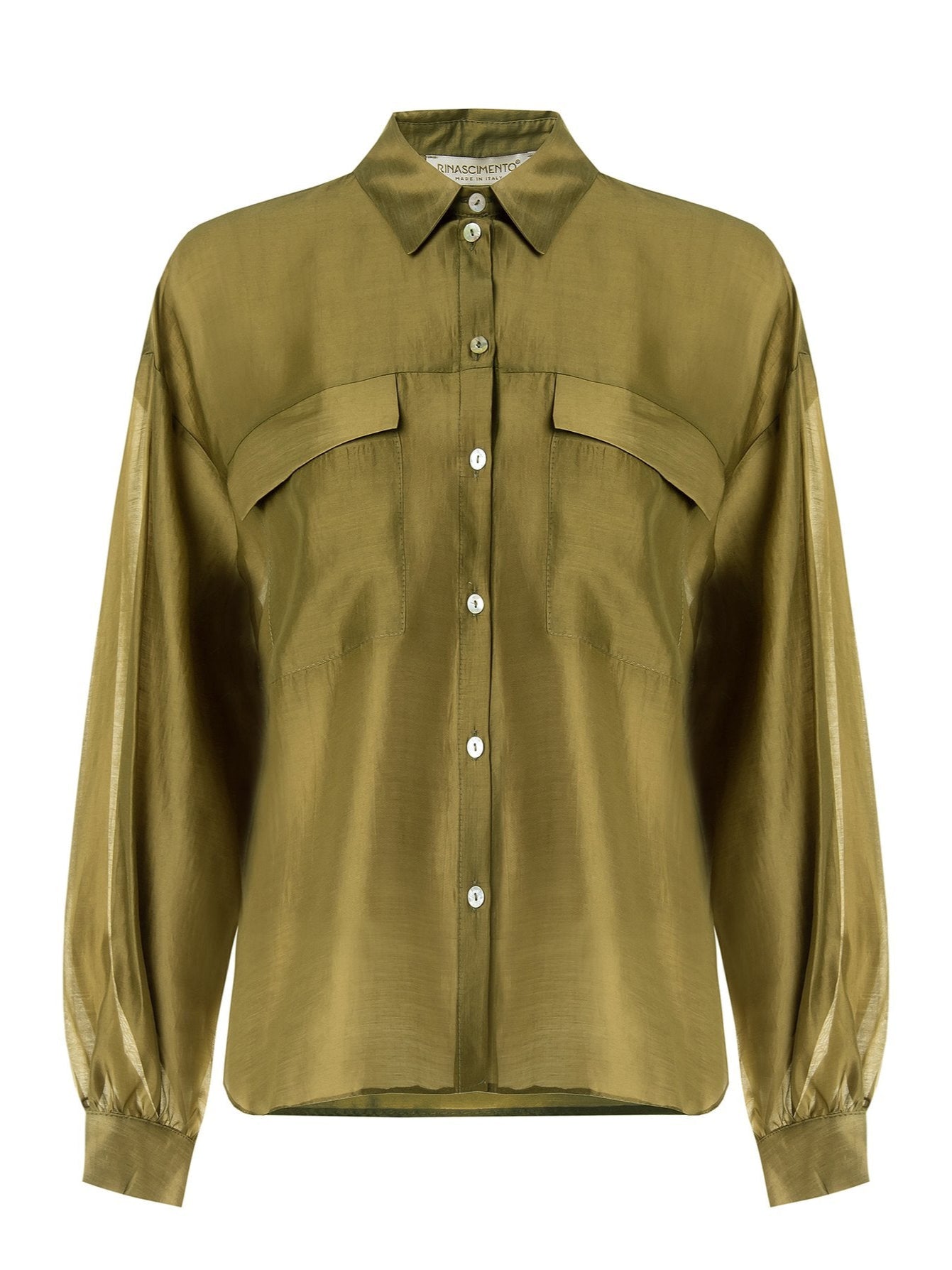 Camicia Ampia Semitrasparente con Tasche