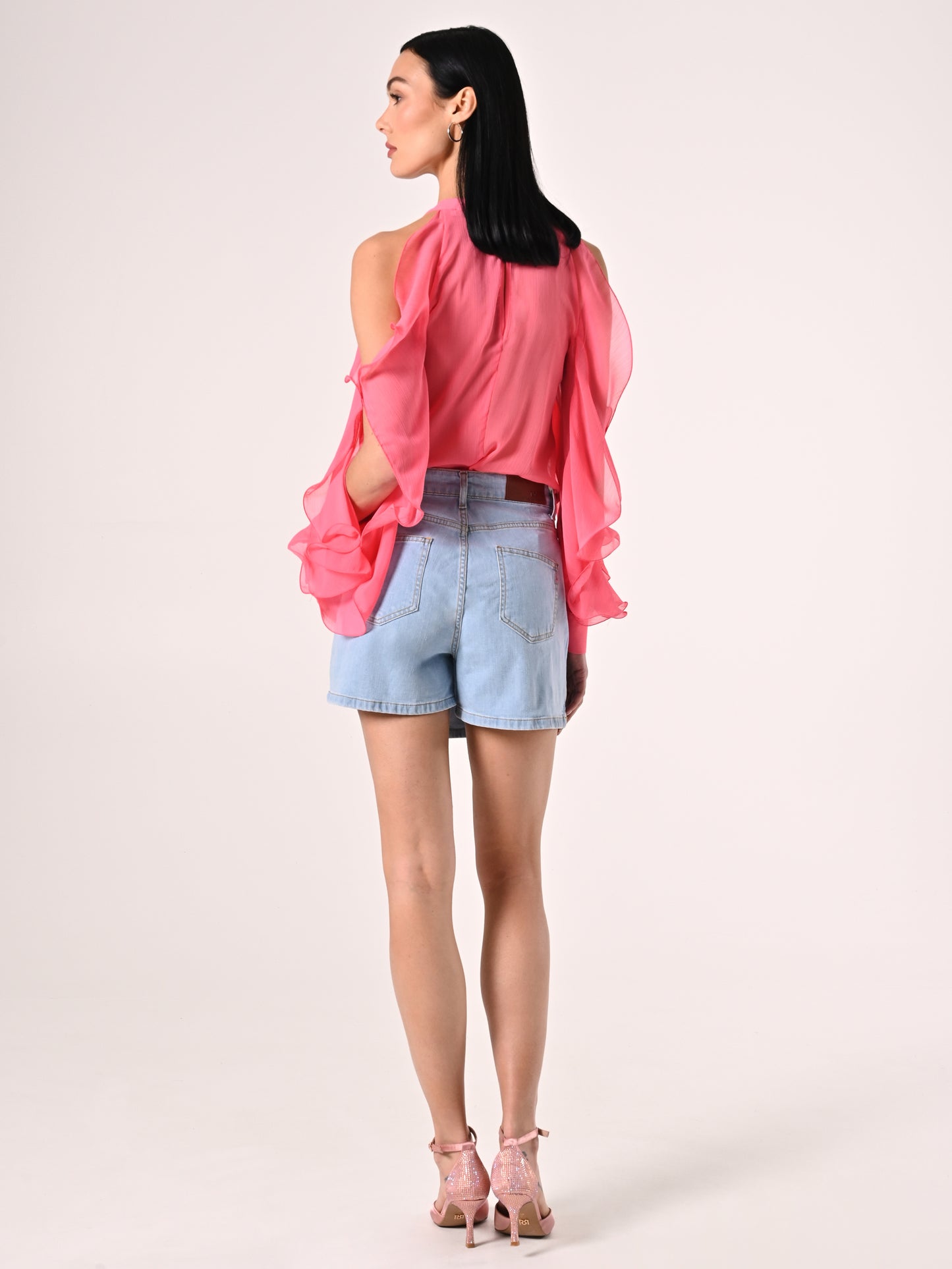 Skort in Denim Lavaggio Chiaro