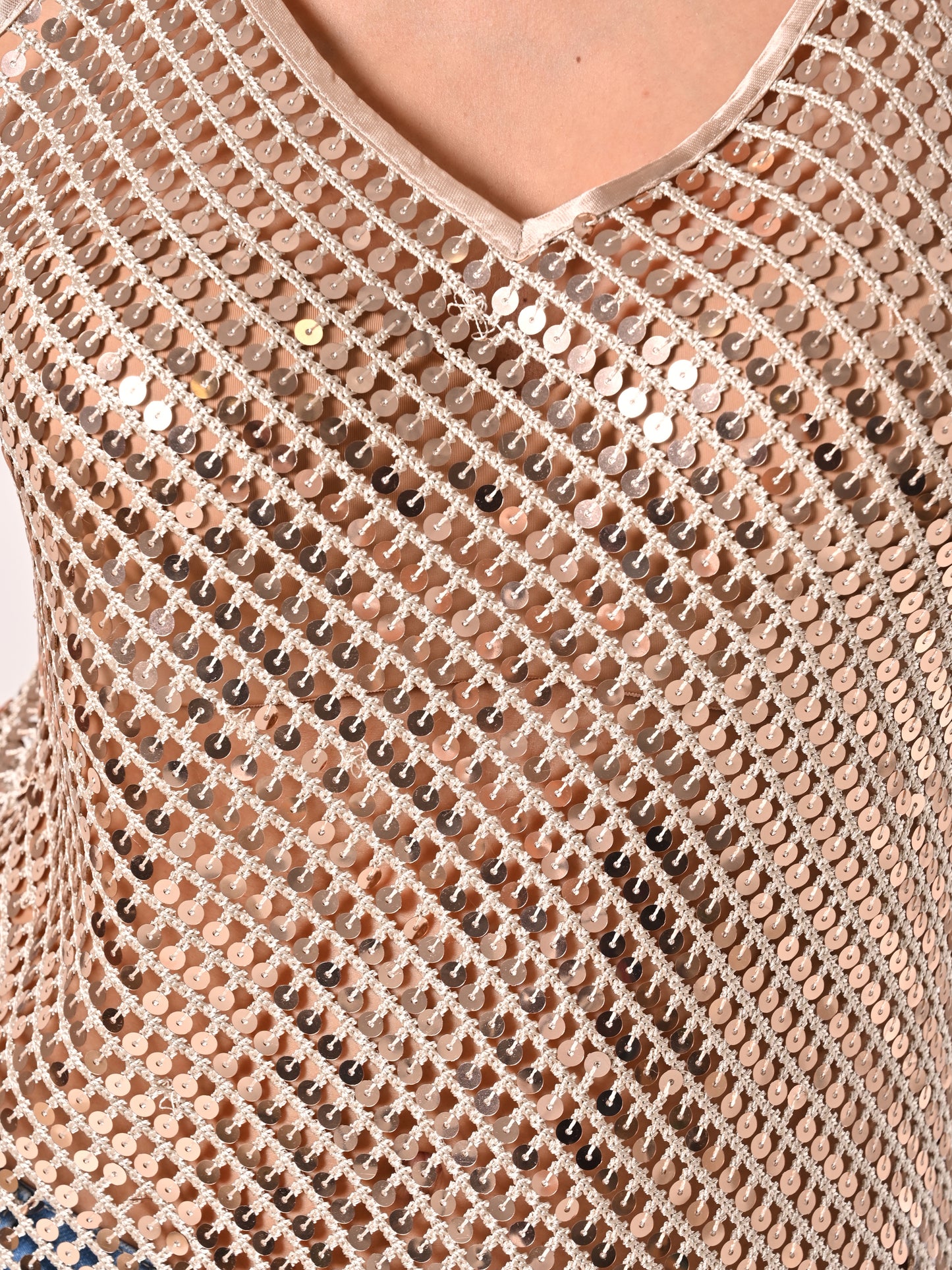 Top Oro Crochet & Paillettes