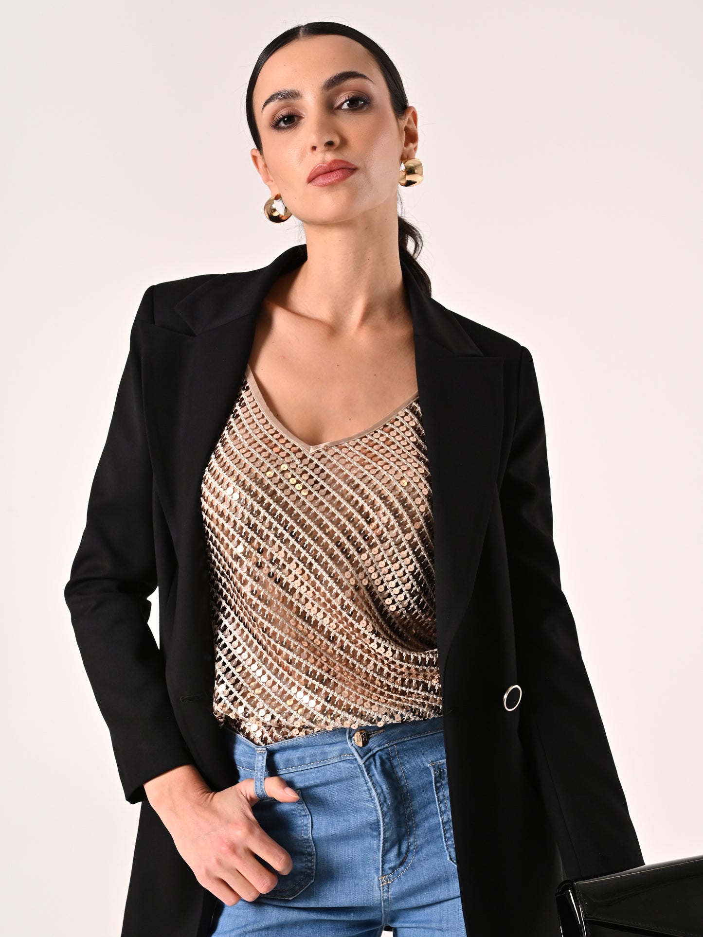 Top Oro Crochet & Paillettes