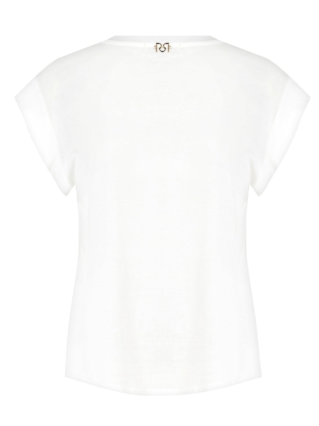 T-shirt Regular in Cotone con Occhielli e Catena nel Girocollo