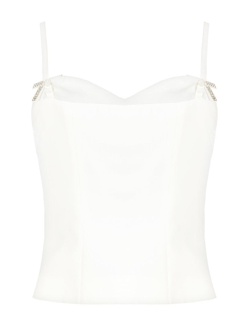 Top Bustier in Tessuto Tecnico con Spille Fiocco in Strass