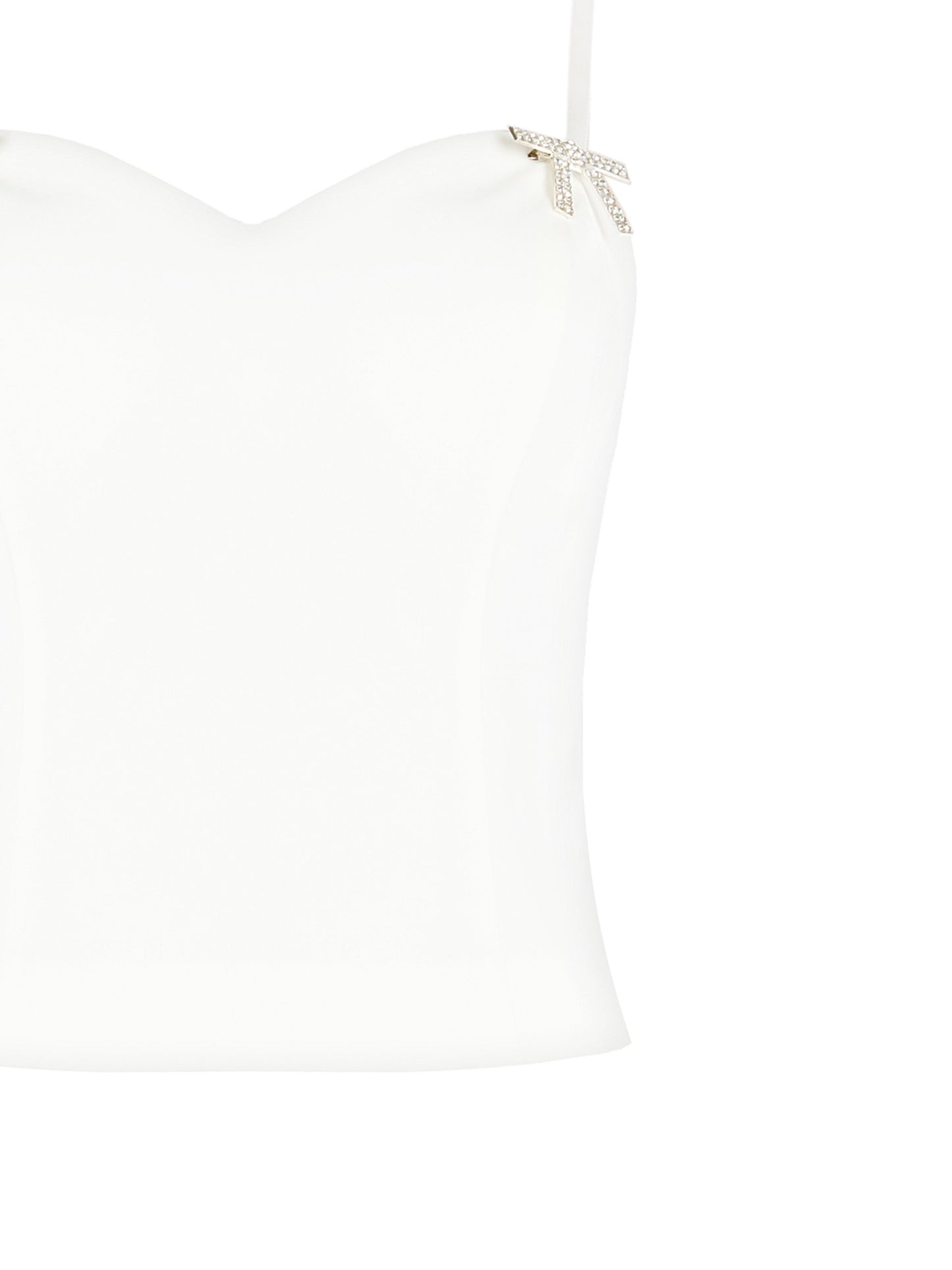 Top Bustier in Tessuto Tecnico con Spille Fiocco in Strass