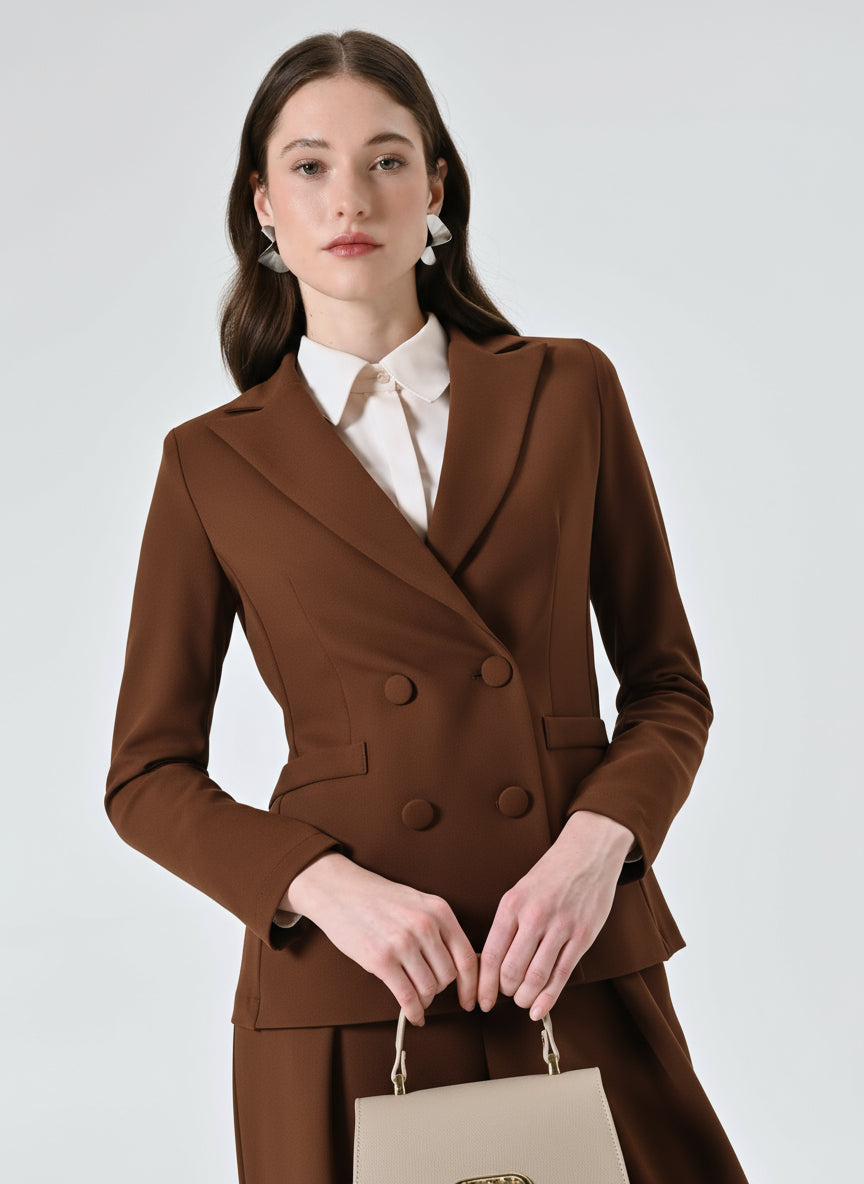 Giacca Doppiopetto in Scuba Mano Crepe