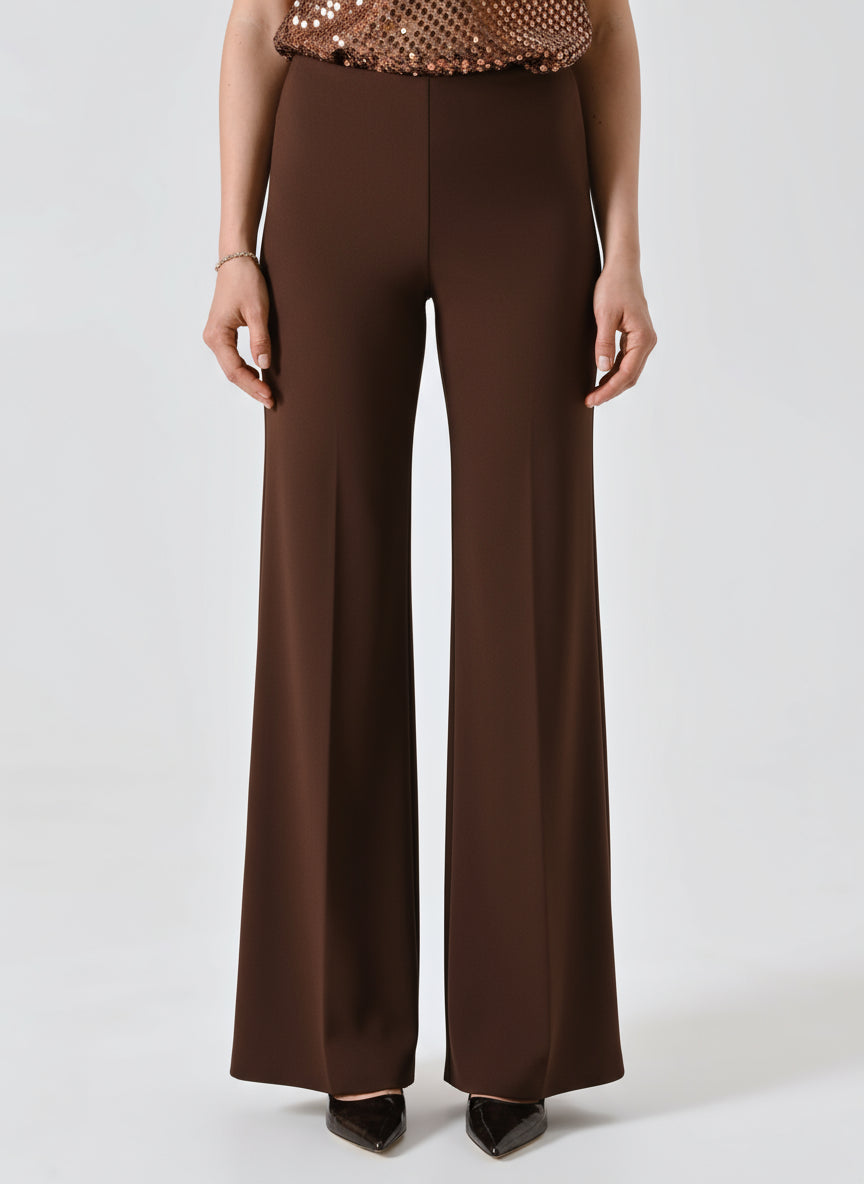 Pantaloni Palazzo in Scuba mano Crepe