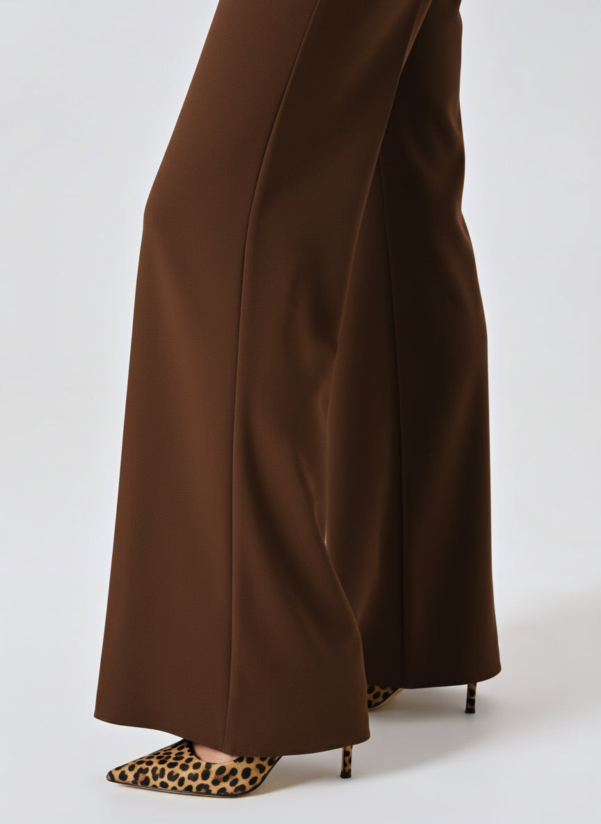 Pantaloni Palazzo in Scuba mano Crepe