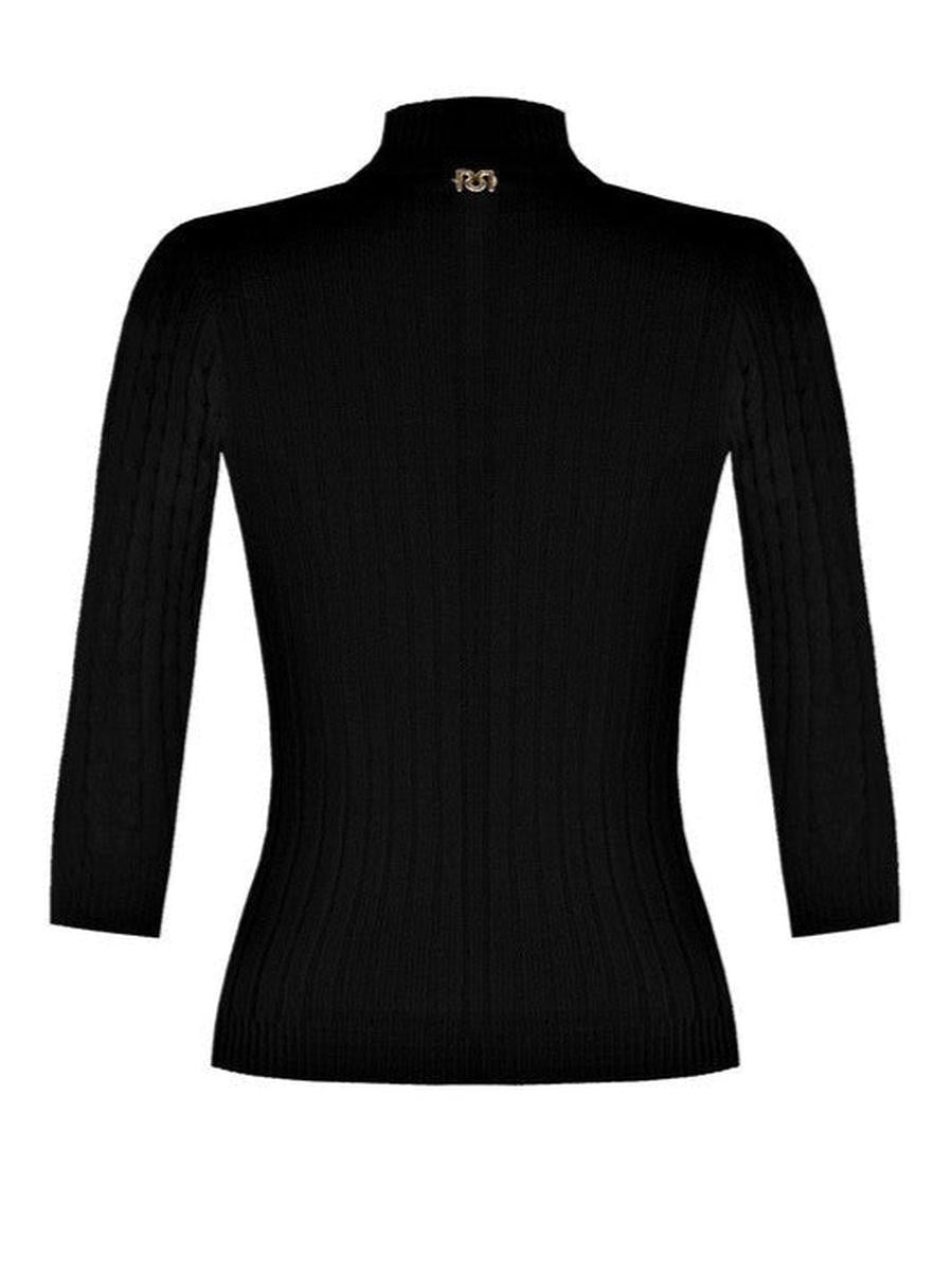 Maglione Dolcevita Aderente in Maglia a Trecce