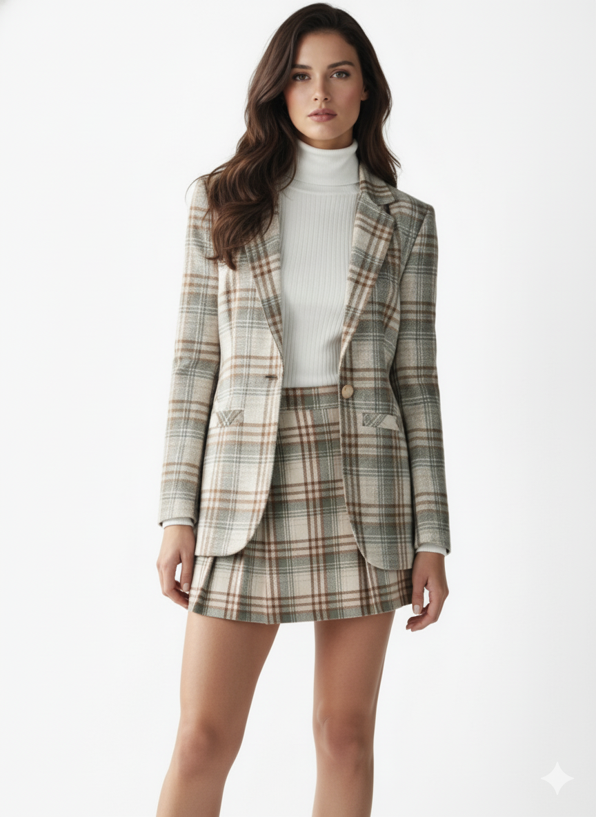 Giacca Quadri Motivo Scozzese