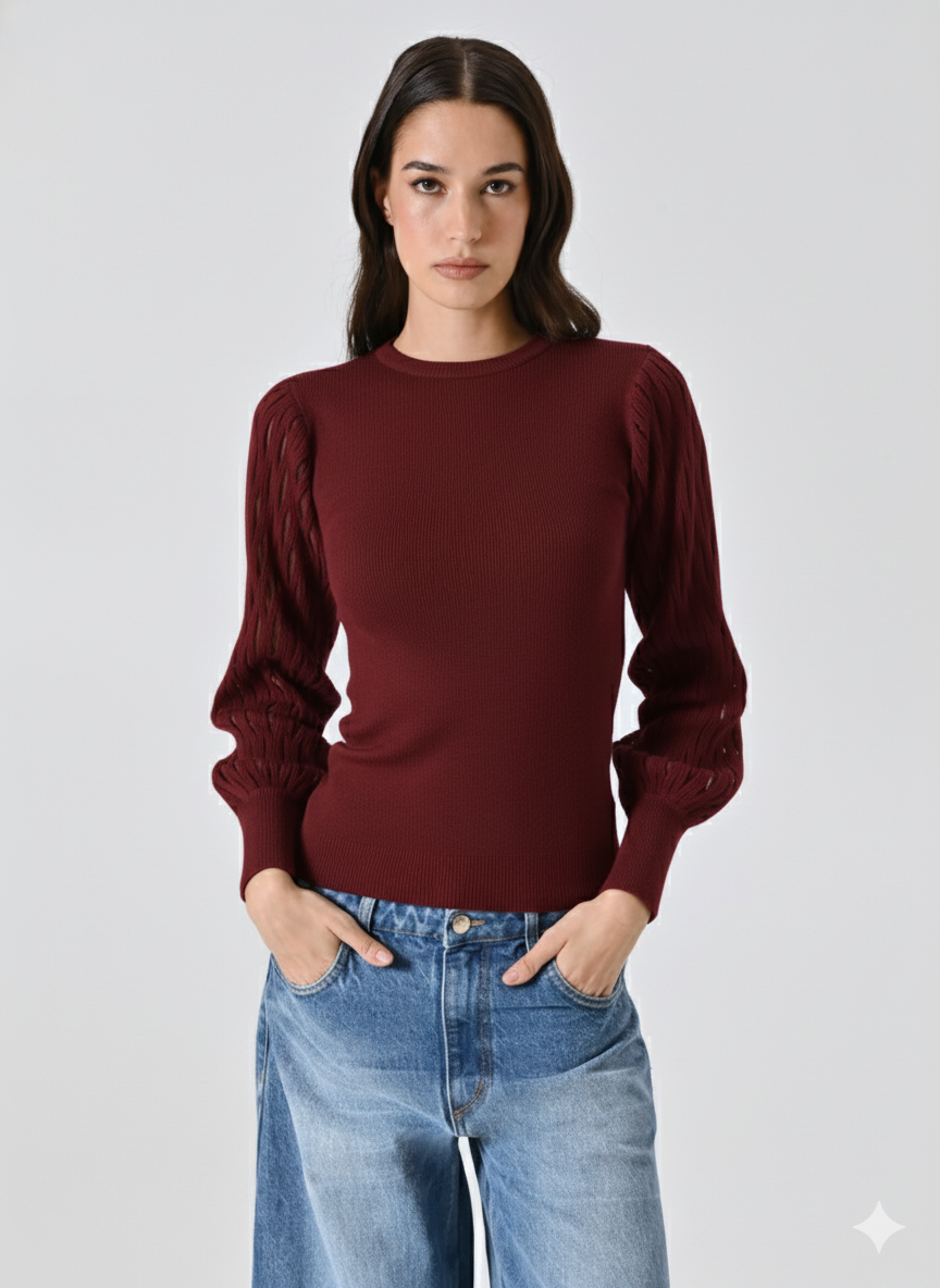 Maglia Girocollo con Trasparenze