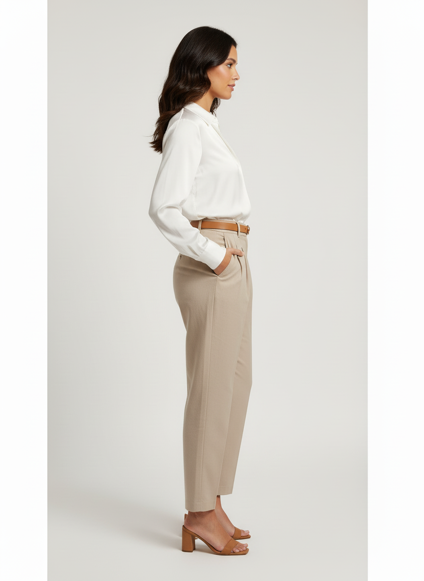 Pantaloni Vita Alta Chinos