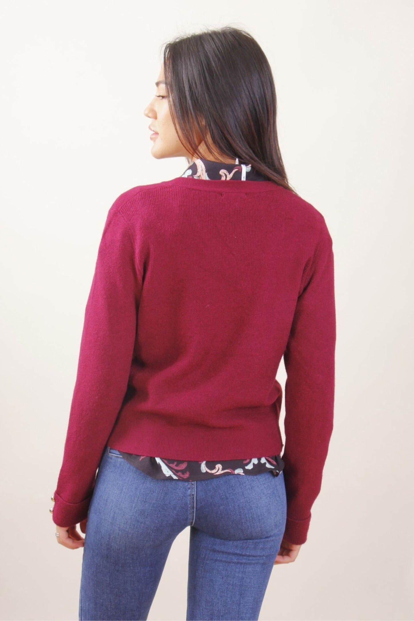 Maglia scollo V in Misto Lana