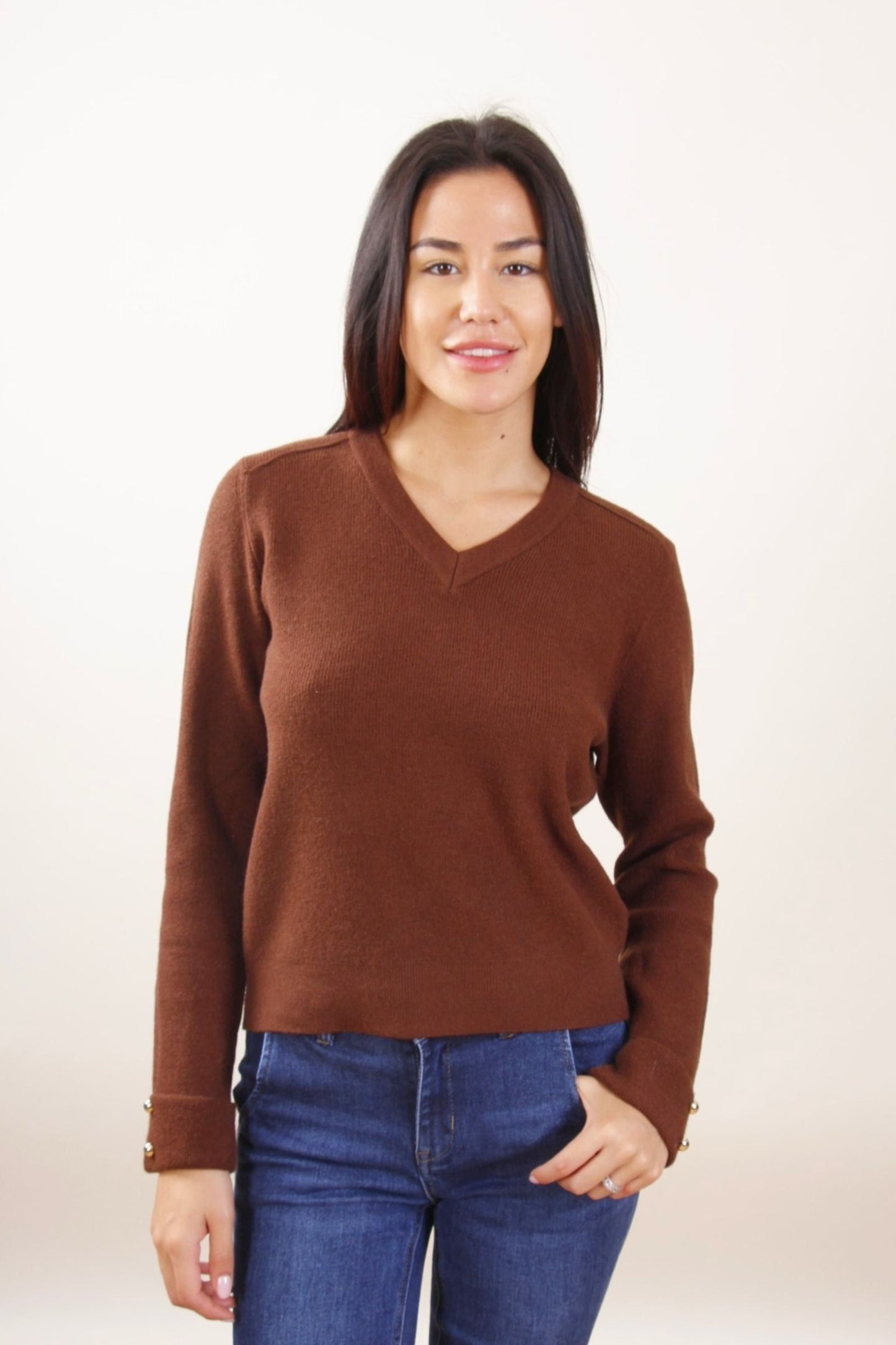 Maglia scollo V in Misto Lana