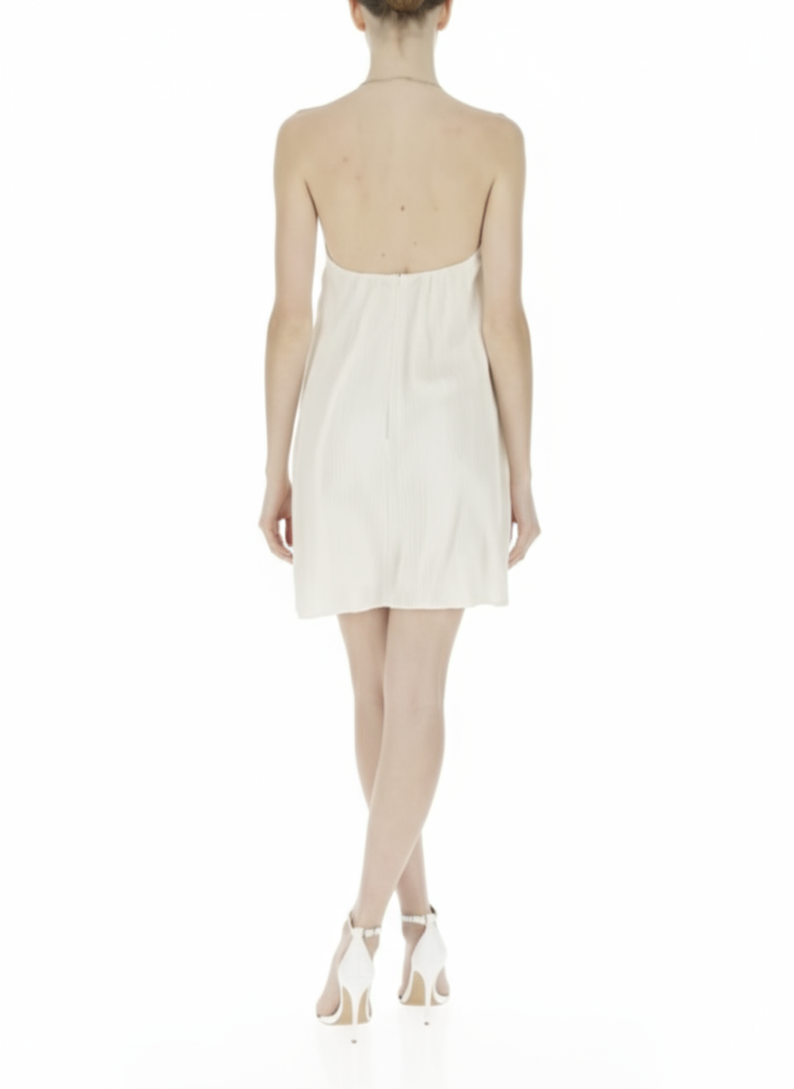 Abito Midi in Raso con Catene al Collo Made in Italy