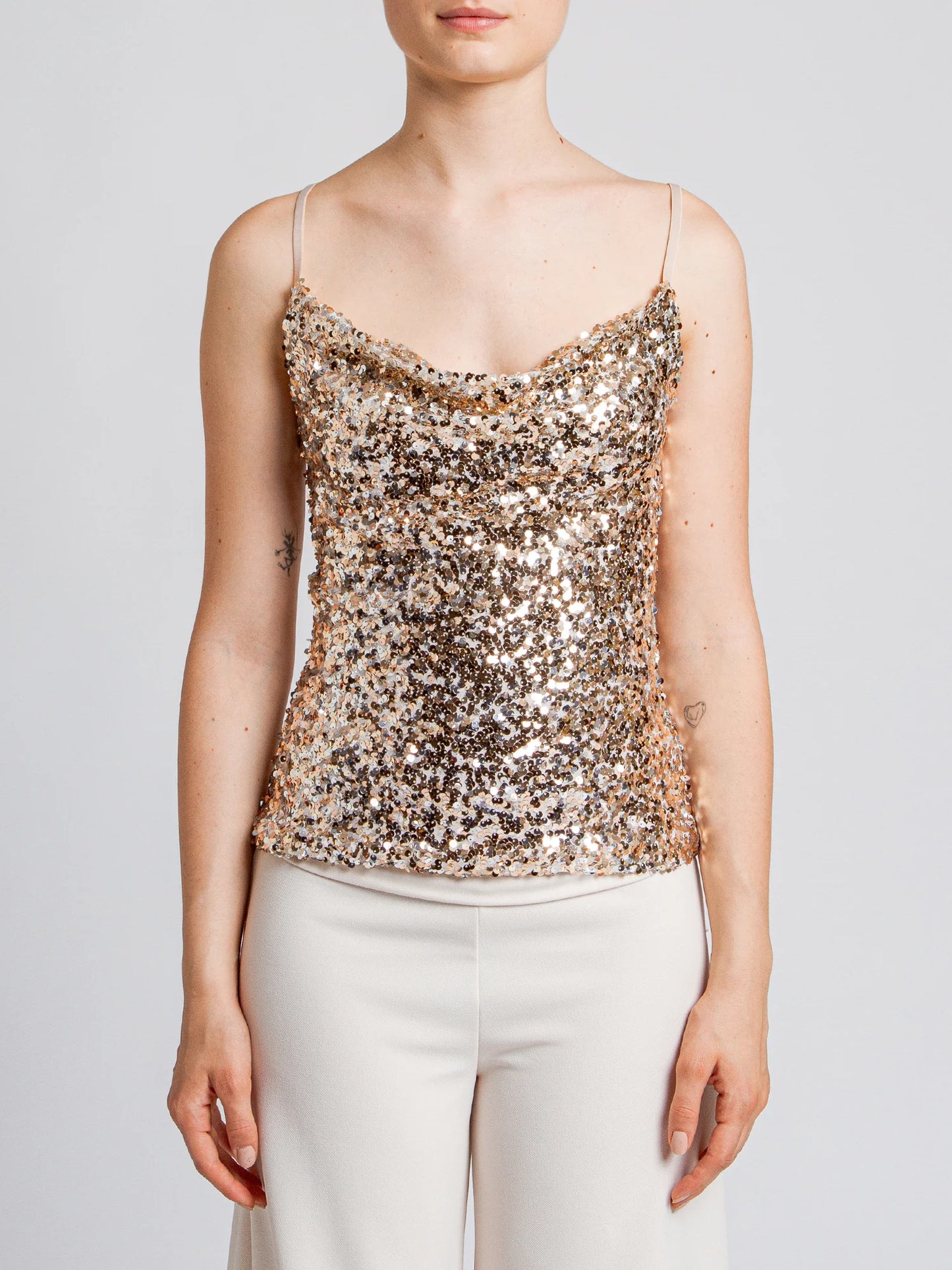 Top Bretella Full Paillettes